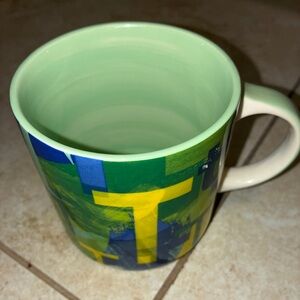 Anthropologie Colorful Abstract Mug with “T” New